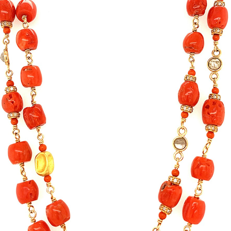 Antique and Vintage Jewelry | Carved Coral Gold Link Necklace | Marie  Betteley Antique & Vintage Jewelry